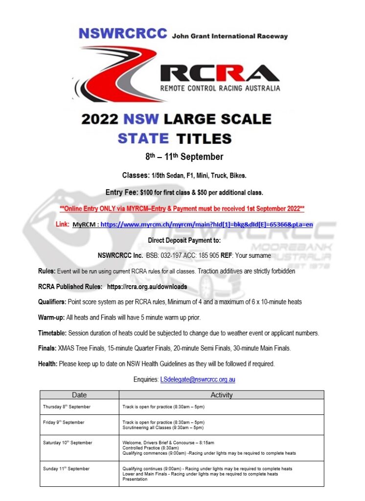 RCRA Large Scale State Titles 2022 NSWRCRCC